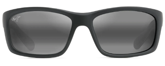 MJ22 MAUI JIM KANAIO COAST 766-02MD 61 MATTE SOFT BLACK WITH WHITE AND BLUE / NEUTRAL GREY