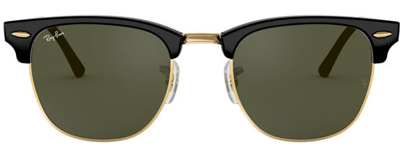 B94F RAY-BAN CLUBMASTER RB3016F W0365 55 BLACK ON ARISTA / G-15 GREEN