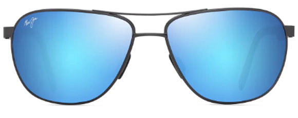 MJM180 MAUI JIM CASTLES B728-17 MATTE DARK RUTHENIUM WITH BLACK / BLUE HAWAII