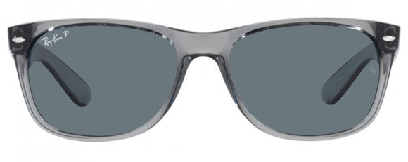 A26 RAY-BAN NEW WAYFARER RB2132 64503R 52 TRANSPARENT GRAY / DARK BLUE POLARIZED