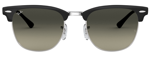 C98  RAY-BAN CLUBMASTER METAL RB3716 900471 51 BLACK ON SILVER / LIGHT GRAY GRADIENT DARK GRAY