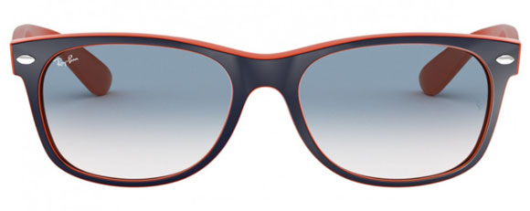 C51A RAY-BAN NEW WAYFARER RB2132 789/3F 55 BLUE ON ORANGE / CLEAR GRADIENT BLUE
