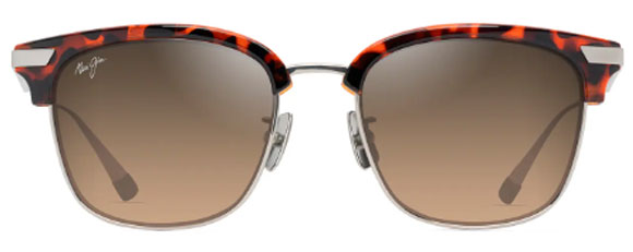 MJM132 MAUI JIM KALAUNU ASIAN FIT HS629-10 55 SHINY RED HAVANA WITH SILVER  / HCL BRONZE