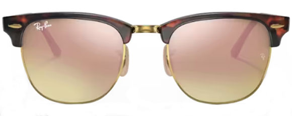 H30 RAY-BAN CLUBMASTER RB3016 990/7O 49 RED HAVANA  COPPER FLASH GRADIENT
