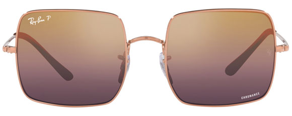 RB022 RAY-BAN SQUARE RB1971 9202G9 54 ROSE GOLD / RED MIRRORED POLARIZED