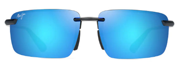 MJM155 MAUI JIM LAULIMA ASIAN FIT B656-02 61 SHINY BLACK WITH YELLOW  / BLUE HAWAII