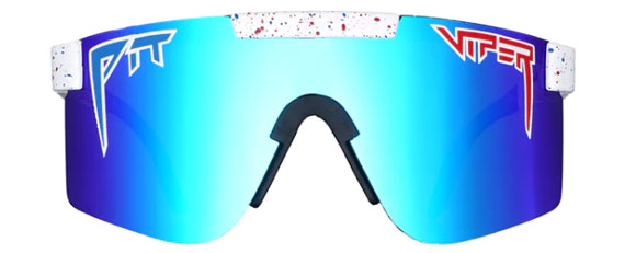 PIT058 PIT VIPER THE ORIGINALS SINGLE WIDES ABSOLUTE FREEDOM BLACK WITH WHITE / BLUE REVO POLARIZED