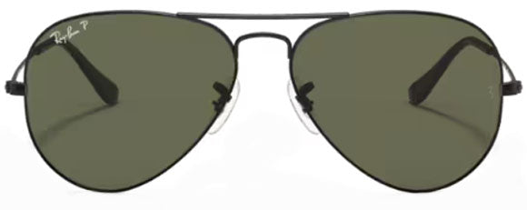 H60 RAY-BAN AVIATOR LARGE METAL RB3025 002/58 62 BLACK / G-15 GREEN POLARIZED