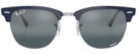 RB232 RAY-BAN CLUBMASTER RB3016 1366G6 55 BLUE ON SILVER  SILVER BLUE POLARIZED