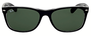 RB325 RAY-BAN NEW WAYFARER RB2135 6052 58 MATTE BLACK ON TRANSPARENT / CLASSIC G-15 GREEN