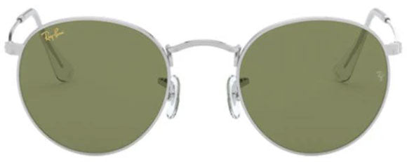 E72 RAY-BAN ROUND METAL RB3447 91984E 53 POLISHED SILVER / BOTTLE GREEN
