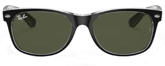 F3 RAY-BAN NEW WAYFARER RB2132 6052 58 BLACK ON TRANSPARENT / G-15 GREEN
