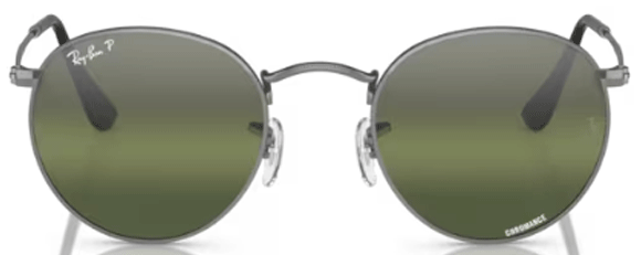 RB307 RAY-BAN ROUND METAL  RB3447 004/G4 53 GUNMETAL CLEAR  /  GREEN GRADIENT MIRRORED POLARIZED