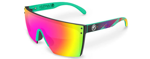 HW104 HEAT WAVE LAZER FACE  E_LZR_SPLASH_16P BLACK / SPECTRUM AQUA NOSE PIECE - AQUA SPLASH ARMS  POLARIZED