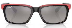 RB474 RAY-BAN RB4393M F6015J 56 BLACK ON RED / GREY POLARIZED