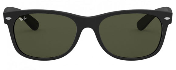 F90 RAY-BAN NEW WAYFARER RB2132 622 55 RUBBER BLACK / G-15 GREEN