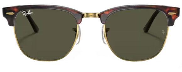 E64 RAY-BAN CLUBMASTER RB3016 W0366 51 MOCK TORTOISE ON ARISTA / G-15 GREEN