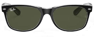 F3A RAY-BAN NEW WAYFARER RB2132 6052 55 BLACK ON TRANSPARENT / G-15 GREEN