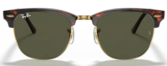 B96  RAY-BAN CLUBMASTER RB3016 W0366 49 TORTOISE ON GOLD / GREEN