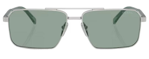 PR150 PRADA PR A57S 1BC10G 58 SILVER / PETROL GREEN