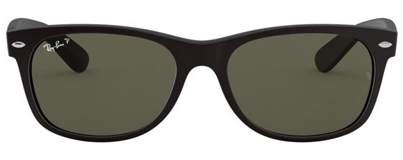 A40 RAY-BAN NEW WAYFARER RB2132 622/58 55 MATTE RUBBER BLACK / GREEN POLARIZED