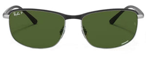 RB403 RAY-BAN RB3671CH 9144P1 60 BLACK ON SILVER / DARK GREEN POLARIZED
