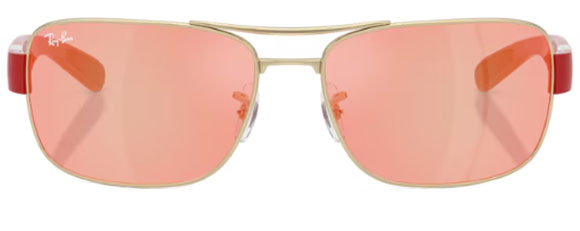 RB599 RAY-BAN RB3763M F1216Q 64 SILVER / BROWN MIRROR RED YELLOW