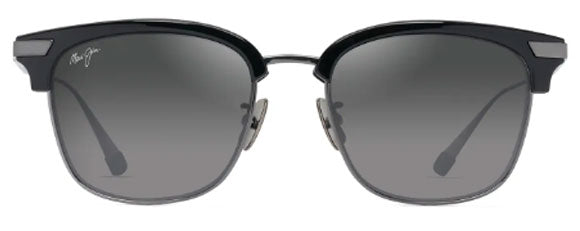 MJM137 MAUI JIM KALAUNU ASIAN FIT GS629-02 55 SHINY BLACK WITH SARK SILVER  / NEUTRAL GREY
