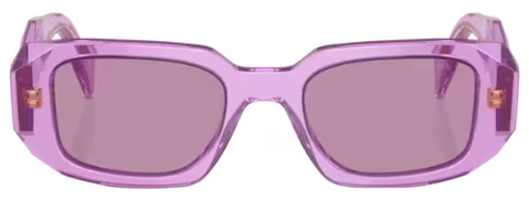 PR137 PRADA PR 17WS 13R07Q 49 TRANSPARENT AMETHYST / DARK VIOLET MIRRORED SILVER