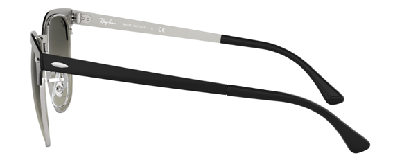 C98  RAY-BAN CLUBMASTER METAL RB3716 900471 51 BLACK ON SILVER / LIGHT GRAY GRADIENT DARK GRAY