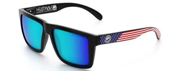HW114 HEAT WAVE XL VISE Z87 E_XLVIS_USAZ87_09P BLACK WITH STARS AND STRIPES USA ARMS / GALAXY BLUE  POLARIZED