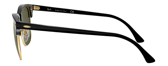 F9 RAY-BAN CLUBMASTER RB3016 W0365 51 BLACK ON ARISTA / G-15 GREEN