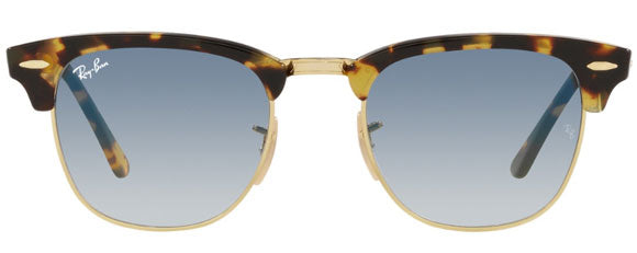 RB143 RAY BAN CLUBMASTER RB3016 13353F 51 YELLOW HAVANA CLEAR GRADIENT BLUE