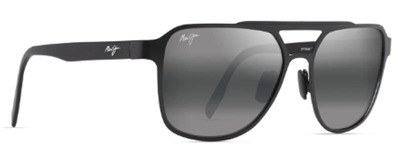 MJM003 MAUI JIM 2ND REEF 607-02 59 SATIN BLACK  NEUTRAL GREY