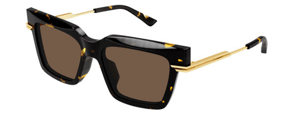 BV13 BOTTEGA VENETA BV1242S-002 53 HAVANA GOLD  /  BROWN