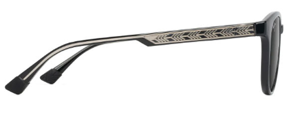 MJM115 MAUI JIM HIEHIE GS636-14 SHINY BLACK WITH TRANS LIGHT GREY / NEUTRAL GREY