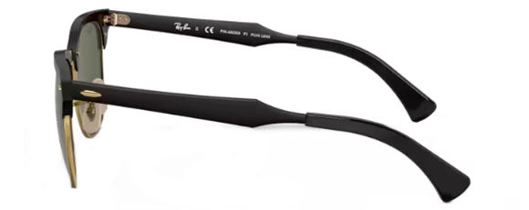 D32 RAY-BAN CLUBMASTER ALUMINUM RB3507 136/N5 51 BLACK ON ARISTA / G-15 GREEN POLARIZED