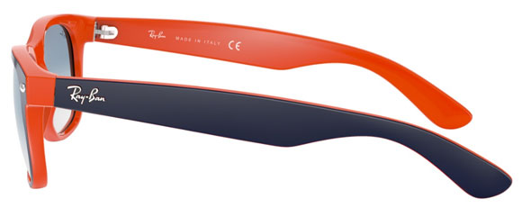 C51A RAY-BAN NEW WAYFARER RB2132 789/3F 55 BLUE ON ORANGE / CLEAR GRADIENT BLUE