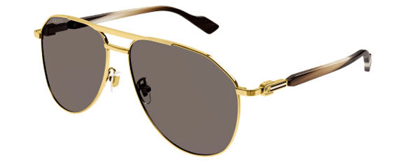 G208 GUCCI GG1220S-002 59 GOLD  / BROWN