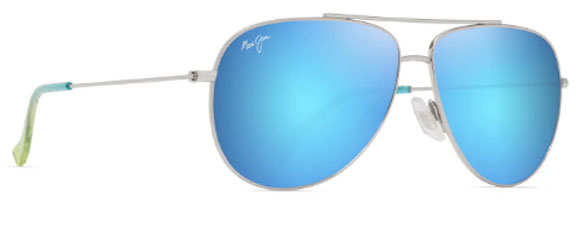 MJM186 MAUI JIM HAU'OLI B665-17B SHINY SILVER BLUE GREEN / BLUE HAWAII