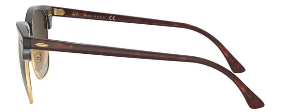 B65 RAY-BAN CLUBMASTER RB3016 990/9J 51 RED HAVANA / GREEN FLASH GRADIENT