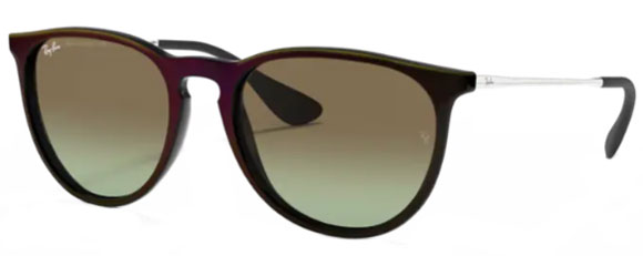 RB353 RAY-BAN ERIKA RB4171 6316E8 54 MIRROR RED ON BLACK / GREEN BROWN