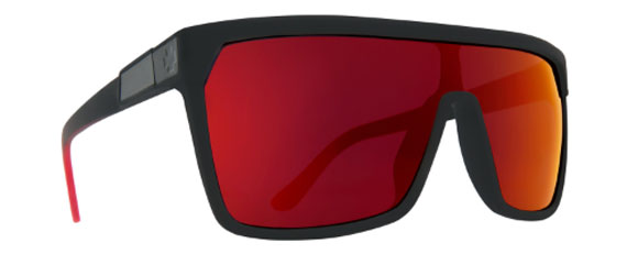 SY039 SPY FLYNN 670323803673 134 SOFT MATTE BLACK RED FADE  HD PLUS GREY GREEN WITH RED LIGHT SPECTRA MIRRORED