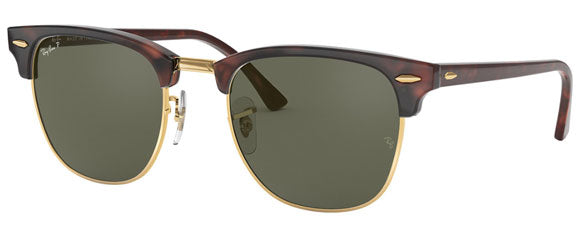 E61 RAY-BAN CLUBMASTER RB3016 990/58 51 RED HAVANA  / GREEN POLARIZED