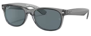 A25 RAY-BAN NEW WAYFARER RB2132 64503R 58 TRANSPARENT GRAY / DARK BLUE POLARIZED