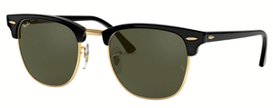 F9 RAY-BAN CLUBMASTER RB3016 W0365 51 BLACK ON ARISTA / G-15 GREEN
