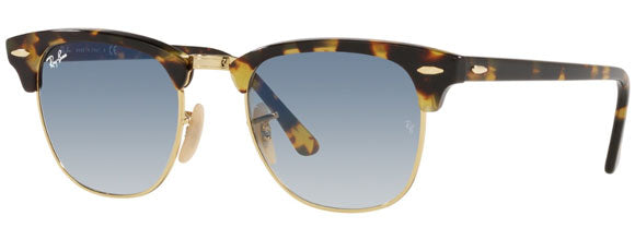 RB143 RAY-BAN CLUBMASTER RB3016 13353F 51 YELLOW HAVANA  CLEAR GRADIENT BLUE