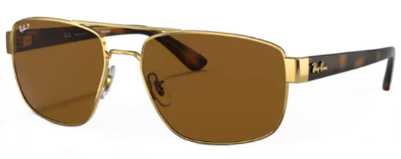 F203 RAY-BAN RB3663 001/57 60 GOLD / BROWN POLARIZED