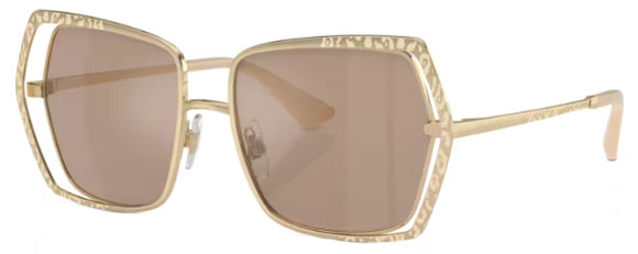 DG38 DOLCE & GABBANA DG2306 488/5A 55 PALE GOLD  / LIGHT BROWN MIRRORED FLASH GOLD