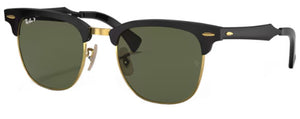 D32 RAY-BAN CLUBMASTER ALUMINUM RB3507 136/N5 51 BLACK ON ARISTA / G-15 GREEN POLARIZED